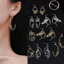 Load image into Gallery viewer, Punk Human Face Drop Earrings For Women Retro Abstract Hollow out Statement Hand Metal Fashion Dangle Earring Jewelry